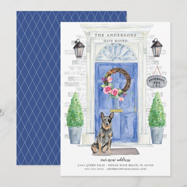 Australian Cattle Hund Door Flytta Announcement Inbjudningar (Fram/baksida)