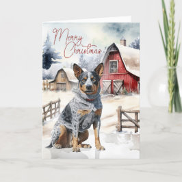 Australian Cattle Hund God jul Red Barn Helgkort