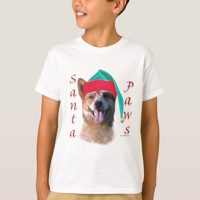 Australian Cattle Hund Hund Santa Tassar T Shirt (Framsida)