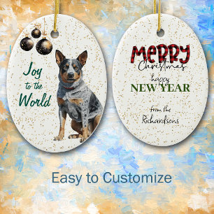 Australian Cattle Hund Joy till jul i världen Julgransprydnad Keramik