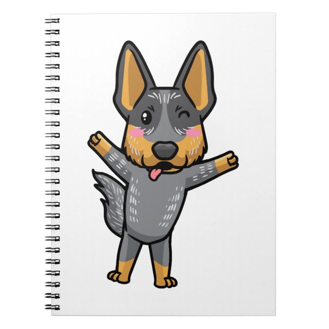 Australian Cattle Hund Kawaii Emoticon Anteckningsbok (Framsidan)