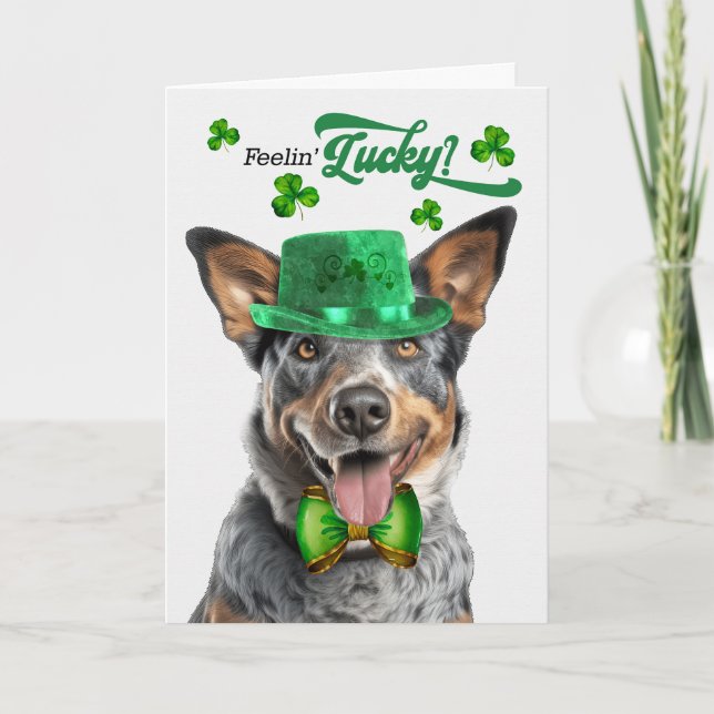 Australian Cattle Hund Lucky St patrick's day Helgkort (Framsida)