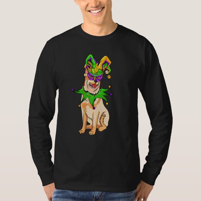 Australian Cattle Hund Mardi Gras Mask Hat Bead Ro T Shirt (Framsida)