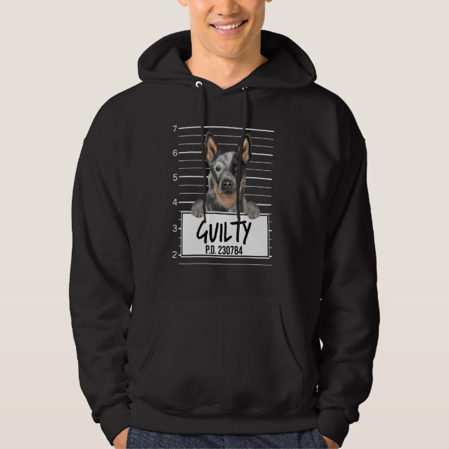 Australian Cattle Hund Mugshot Guilty Hund Hoodie (Framsida)