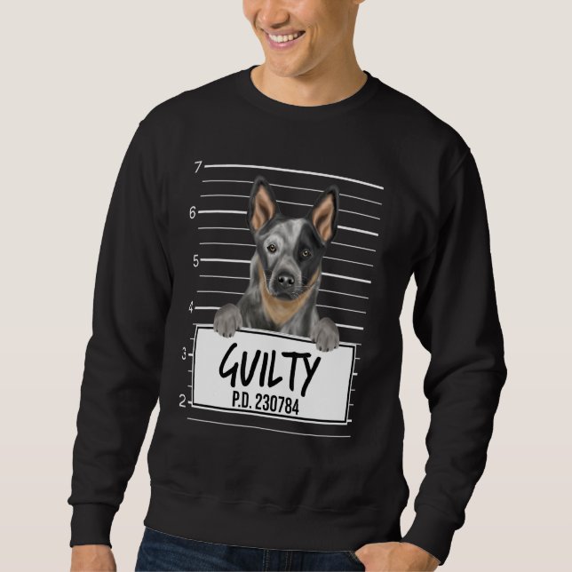 Australian Cattle Hund Mugshot Guilty Hund Lång Ärmad Tröja (Framsida)