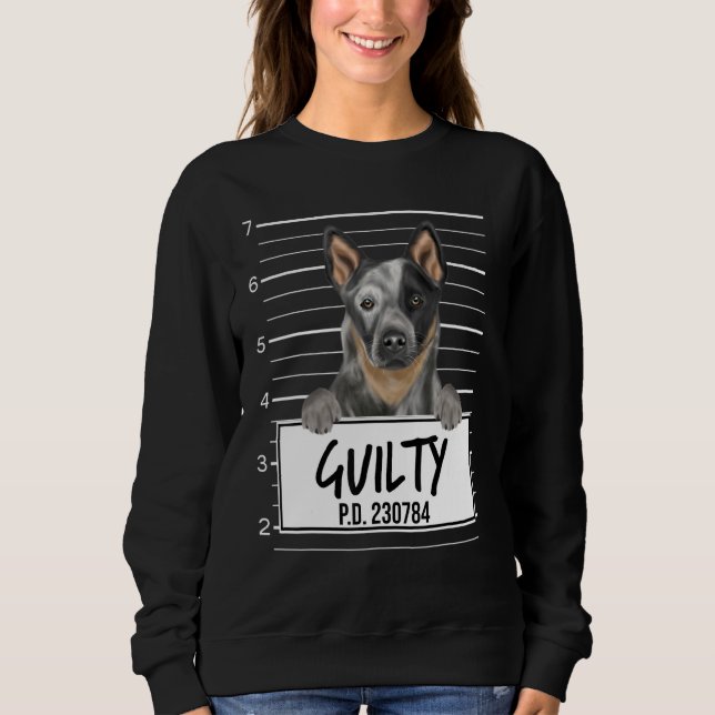 Australian Cattle Hund Mugshot Guilty Hund T Shirt (Framsida)