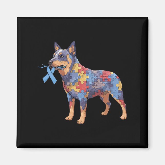 Australian Cattle Hund Puzzle Autism Awareness Wom Magnet (Framsidan)