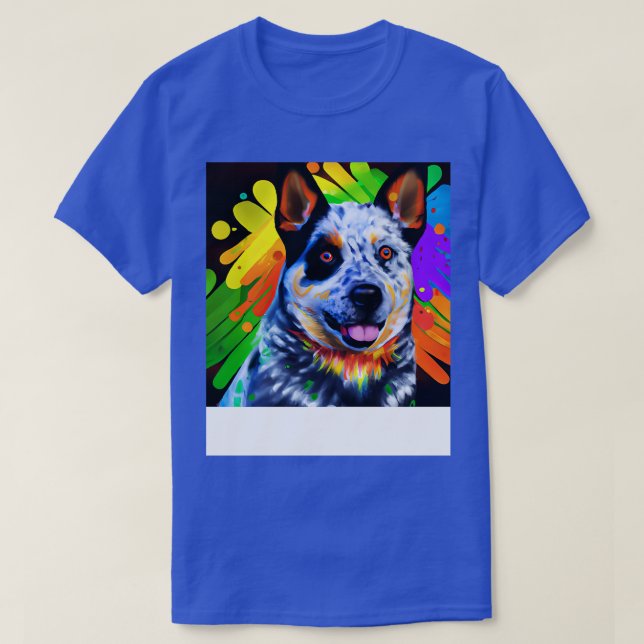 Australian Cattle Hund Rainbow Painting T Shirt (Design framsida)