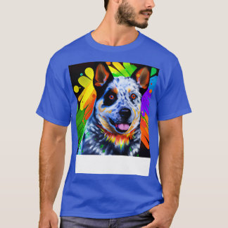 Australian Cattle Hund Rainbow Painting T Shirt