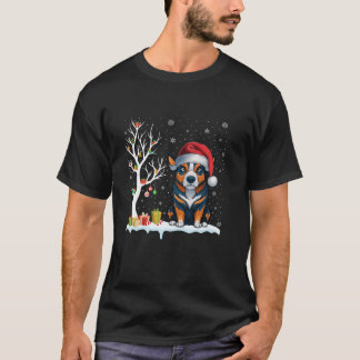 Australian Cattle Hund Santa Hat Festive Träd Ligh T Shirt