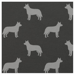 Australian Cattle Hund Silhouettes Grått och Black Tyg
