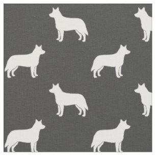 Australian Cattle Hund Silhouettes White och Grått Tyg