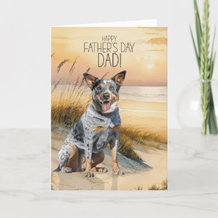 Australian Cattle Hund Sunset Beach Fars dag Helgkort