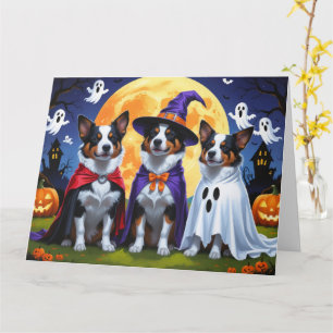 Australian Cattle Hundar Pumpkin Halloween Funny Kort