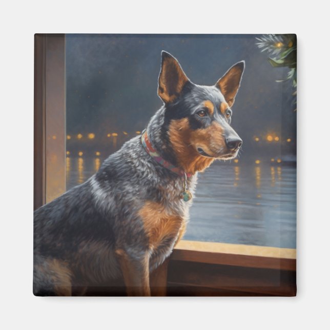 Australian Cattle jul Cruise Pawsome Helgdag Magnet (Framsidan)