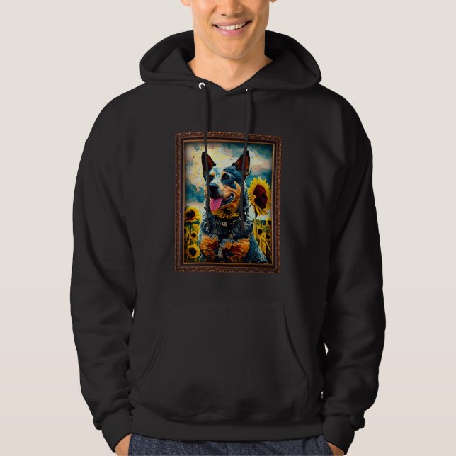 Australian Cattle Painting Sunflower Flower Mom Wo Hoodie (Framsida)