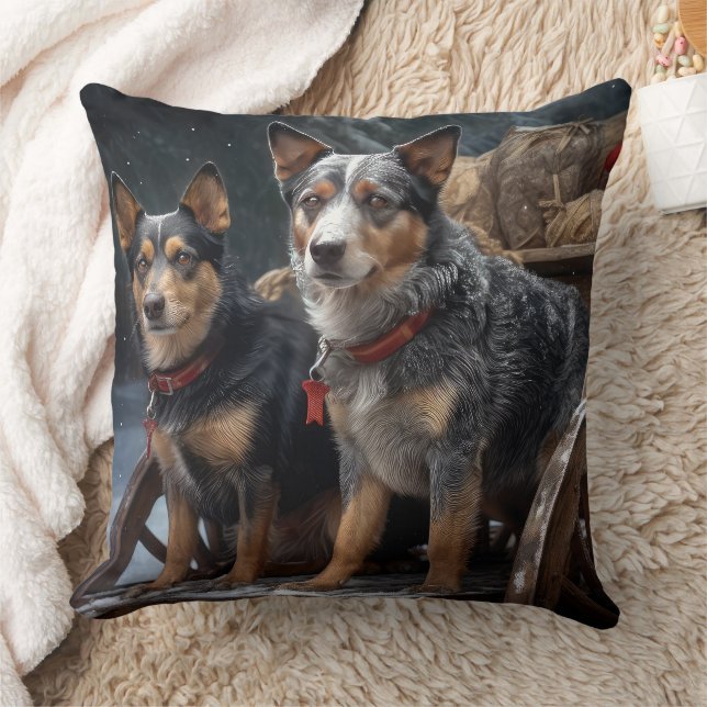 Australian Cattle Snowy Sleigh Juldekan Kudde (Filt)