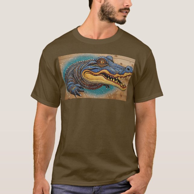 Australian Crocodile Art Design T Shirt (Framsida)