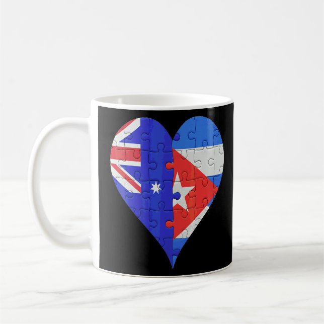 Australian Cuban Flagga Heart Kaffemugg (Vänster)