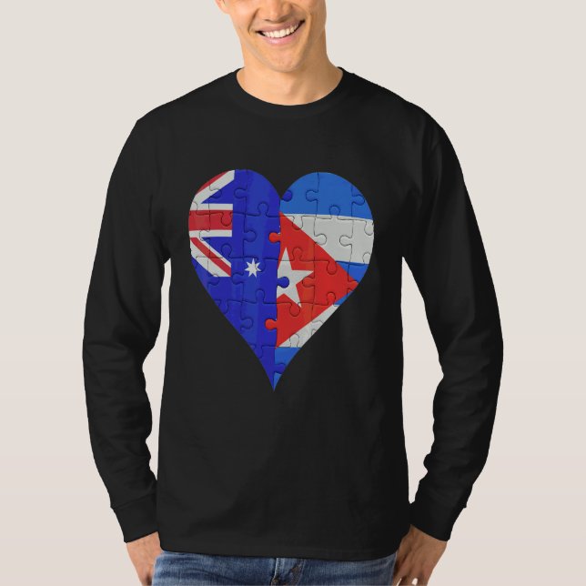 Australian Cuban Flagga Heart T Shirt (Framsida)