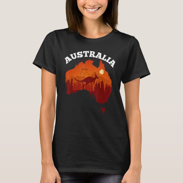 Australian Day Shirt Funny Australian Karta Flagga T (Framsida)