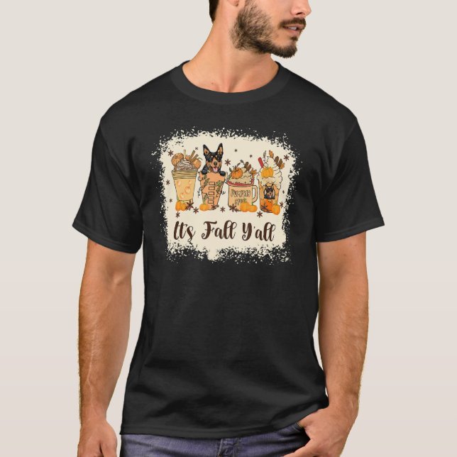 Australian Dog on Pumpkin Spice Latte Fall Autumn  T Shirt (Framsida)