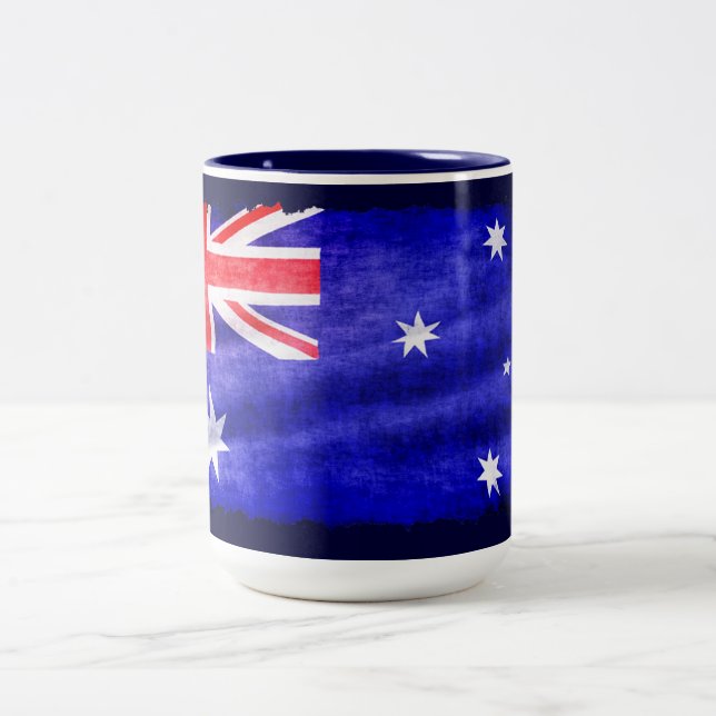 Australian Downunder Flagga, Patriotic Design Två-Tonad Mugg (Center)