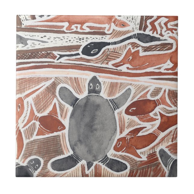 Australian Dreams Mythical Animals Turtle Tile Kakelplatta (Framsidan)
