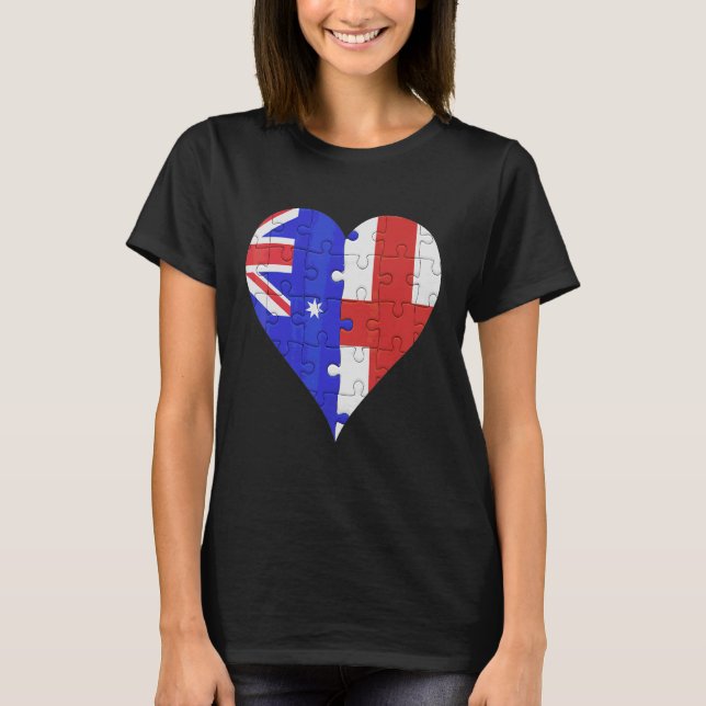 Australian English Flagga Heart T Shirt (Framsida)