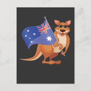 Australian Flagga Aussie Kangaroo med Sunglass Vykort