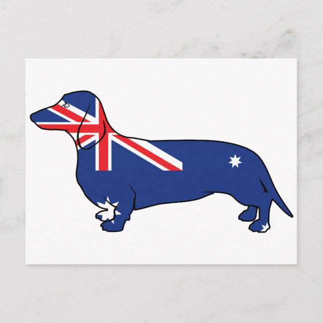 Australian Flagga Dachshund Vykort (Framsida)