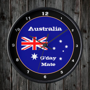 Australian Flagga designe & G'day Mate, Australien Rund Klocka