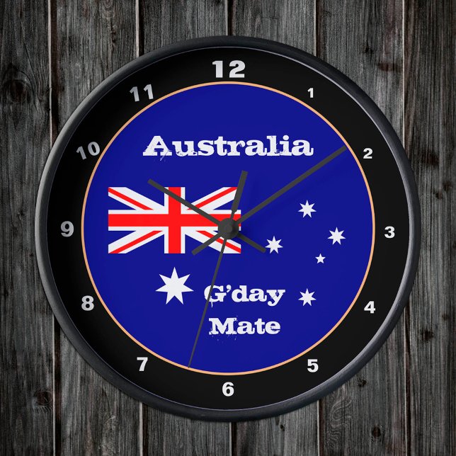 Australian Flagga designe & G'day Mate, Australien Rund Klocka (Skapare uppladdad)