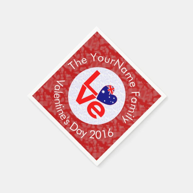Australian Flagga Heart Red KÄRLEK Pappersservett (Hörn)