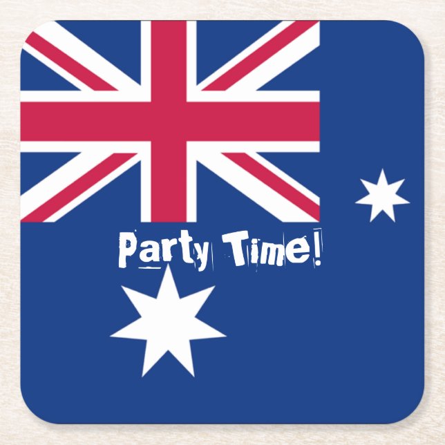 Australian Flagga Party Time Underlägg Papper Kvadrat (Framsidan)
