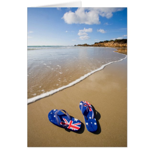 Australian Flagga thongs på Beach | Södra Wales Hälsningskort (Framsidan)