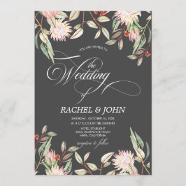 Australian Flowers CalliGraph Bröllop Monogram Inbjudningar