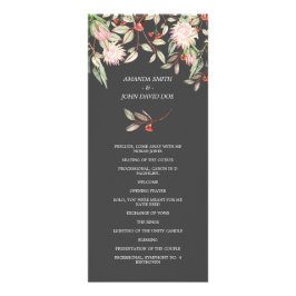 Australian Flowers Grått och Rosa Bröllopsprogram Reklamkort