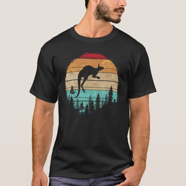 Australian Forest Träd Aussie Animal Retro Kanga T Shirt (Framsida)