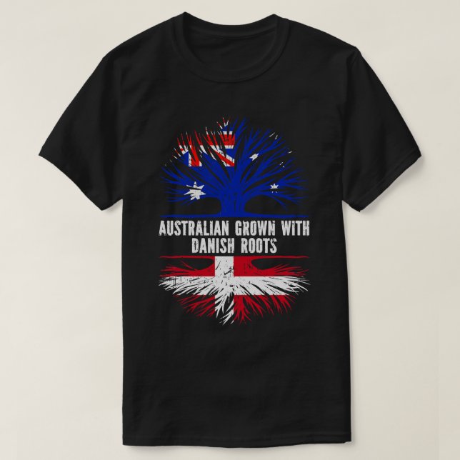 Australian Grown with dansk Roots Australia Flagga T Shirt (Design framsida)