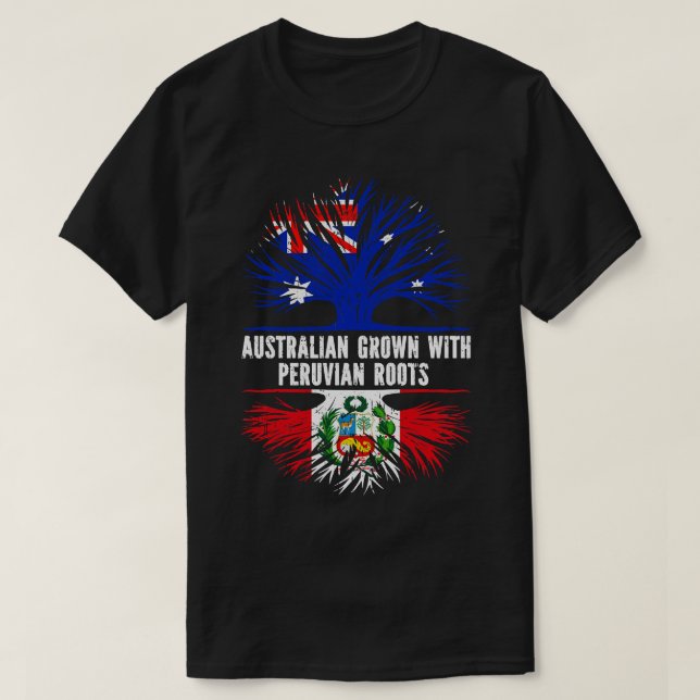 Australian Grown with Peruvian Roots Australia Fla T Shirt (Design framsida)