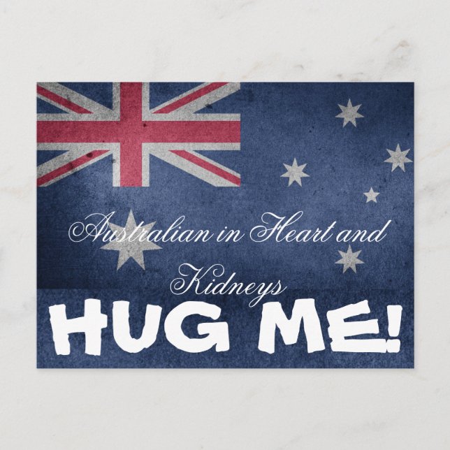 Australian i Heart och Kidneys, Hug Me! Funny Vykort (Framsida)