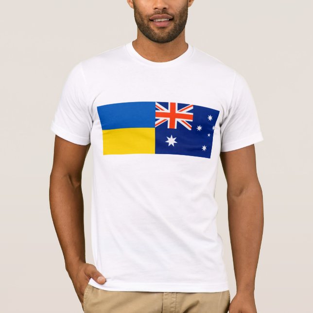 Australian I stand with Ukraine. AUS and UKR flags T Shirt (Framsida)