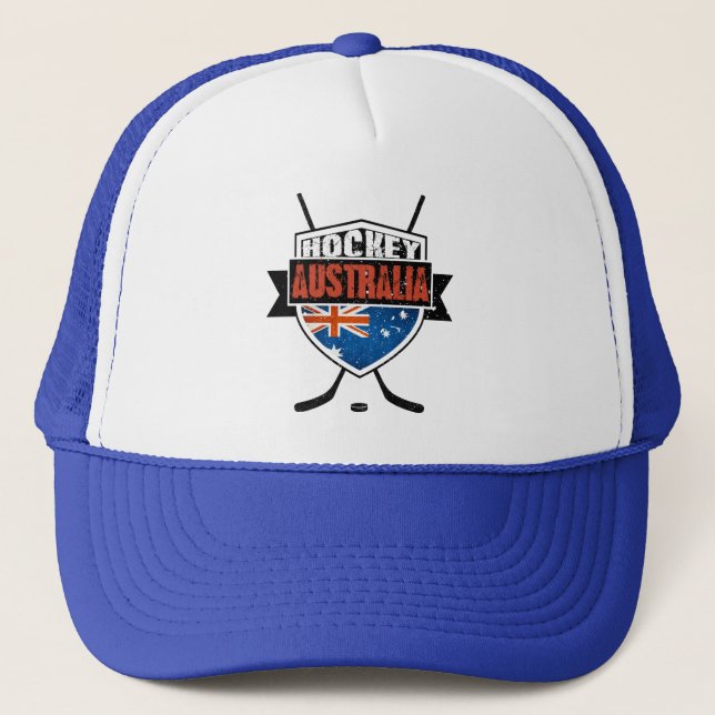 Australian Ice Hockey Flagga Logotyp Truckerkeps (Framsida)