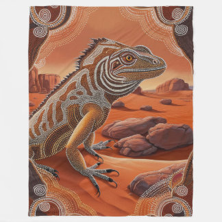 Australian Iguana Lizard Wildlife Scene Fleecefilt