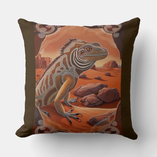 Australian Iguana Lizard Wildlife Scene Kudde (Framsida)