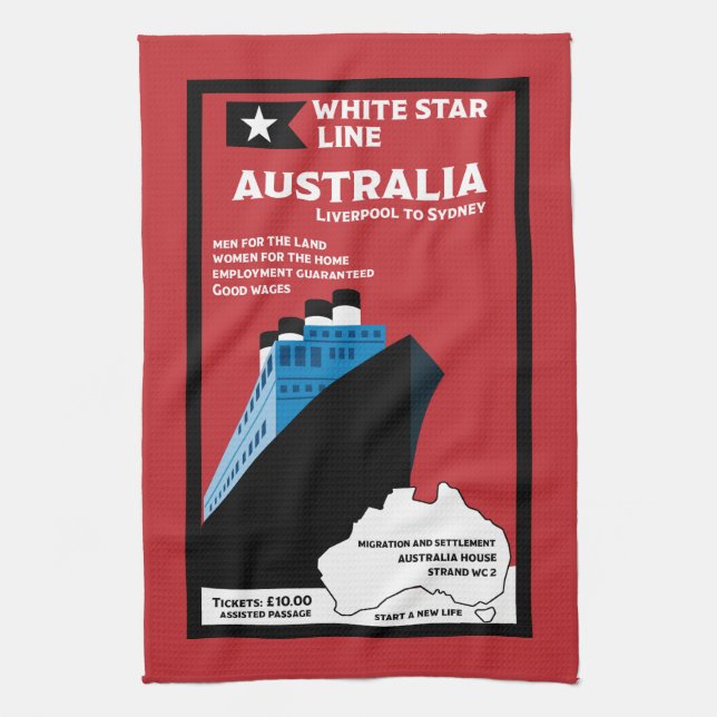 Australian Immigration Vintage Art Kökshandduk (Vertikal)