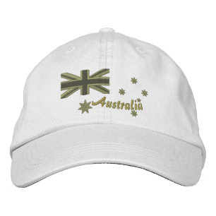 Australian Kaki Flagga Embroidery Broderad Keps