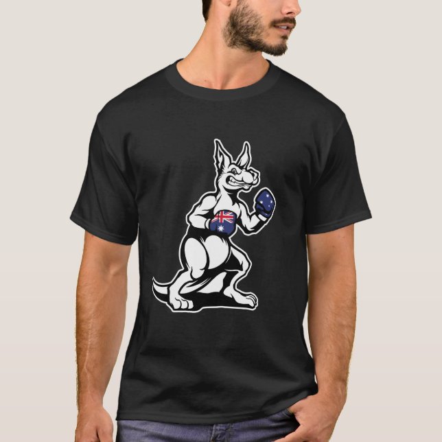 Australian Kangaroo Boxing Glove Aussie Sport  T Shirt (Framsida)