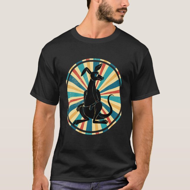 Australian Kangaroo Retro Aussie Zoo Animal Kanga T Shirt (Framsida)